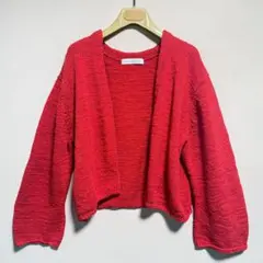 アーバンリサーチ　ラメブークレカーディガン レッド