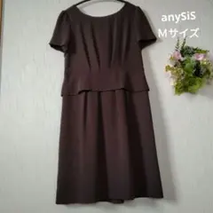 anySiSのブラウン ワンピース半袖サイズ2 エニィスィスＭ オンワード樫山