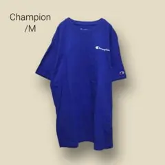 a109　【Champion】　Tシャツ　青　ブルー　M　ロゴ　シンプル