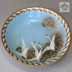 オールドノリタケ 白鳥エナメルビジュー装飾ボウル 鉢 13.2cm 金彩 ⑤
