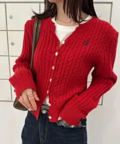 w closet ケーブル編みカーディガン