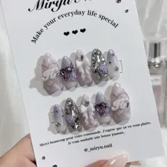 ネイルチップ ワンホン フレンチガーリー 量産型 スナ系 チェック リボン バラ