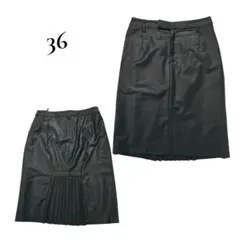 sov. バックプリーツスカート 36 ウール 膝丈 日本製　黒　オフィスのサムネイル