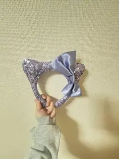 紫色スパンコール猫耳カチューシャ
