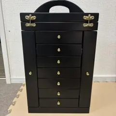 重厚 木製ミラー付ネクタイ収納ボックス ダークブラウン 美品 幅57cm