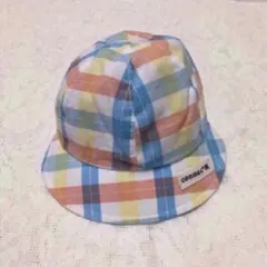 ワンコイン★即購入OK！新品 ベビー チェック柄 帽子 42cm ゴムひも付