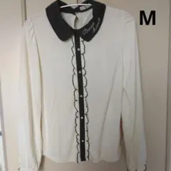 axes femme 襟付き長袖ブラウス アイボリーM