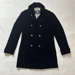 【美品】BURBERRY BLACK LABEL ピーコートベロア生地　黒