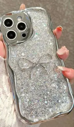 iPhone17Plot用グリッターケース リボン付き