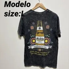 【US古着】モデロ 半袖シャツ Tシャツ バックプリント メキシコ ビール L