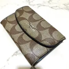 コーチ COACH キーケース シグネチャー ブラウン レザー