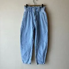 ZARA ザラ　ウエストゴム デニムパンツ XS Gパン ハイウエスト　青　良品