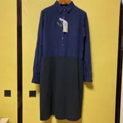 未使用　無印良品　ジャージーコンビ ワンピース ネイビー