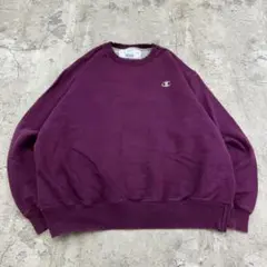 チャンピオン　刺繍　ワンポイント　ストリート　スウェット　古着　パープル系　L
