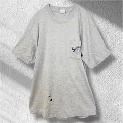 Hanes Beefy-T グレー Tシャツ ポケット付き 【M】 ダメージあり