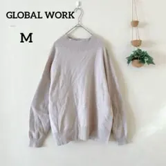 GLOBAL WORK M ライトベージュニット ボートネック クルーネック