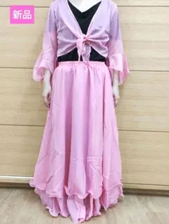 お値下げ！　新品　ベリーダンス衣装　セットアップ　ピンク　チョリ　フレアスカート