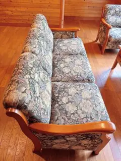 美品】高級感ある花柄クラシックソファ 2人掛け 木製 アンティーク風