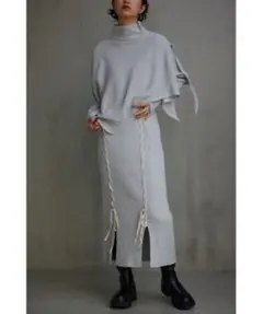 AZUL ライトグレー ニット セットアップ タートルネック