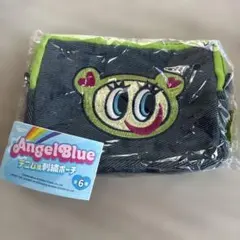 Angel Blue デニム刺繍ポーチ 約6インチ