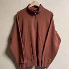 UNIQLO スウェットハーフジップシャツ オレンジ XL
