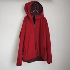 【ユニクロ】落ち着いたワインレッドフード付きフリースジャケット裏地ボルドー L