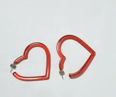 ビッグオープンハート ピアス 6cm レッド 赤 大ぶり 華やか 存在感