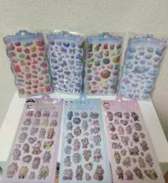 ボンボンドロップ風ぷっくりシール＋ラブブ立体3Dシール7枚セット