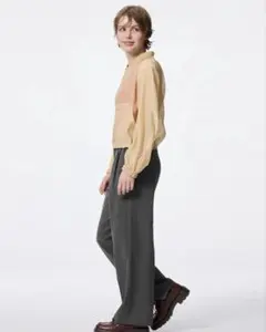 GU タックワイドパンツ ダークグレー