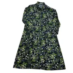 MURUA 花柄 シャツワンピース ロングワンピース ネイビー