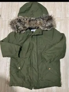 GLOBAL WORK カーキ色ダウンコート モッズコート　ボアアウター