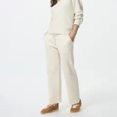 UNIQLO ウォッシャブルニットリブパンツ ナチュラル