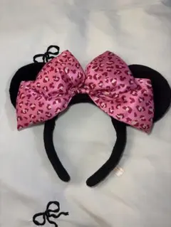 ミニー耳カチューシャ ピンクヒョウ柄