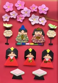 折り紙　壁面飾り　【3月】春　ひな祭り①