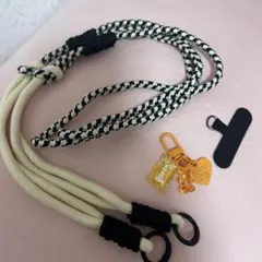 スマホショルダーストラップ ブラック ベージュ