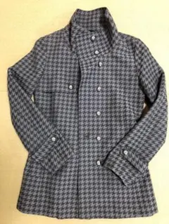 コムサイズム　コート　アウター　ジャケット　千鳥柄　トレンチコート　レトロ