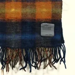 NIKO AND... チェック柄マフラー ネイビー オレンジ系