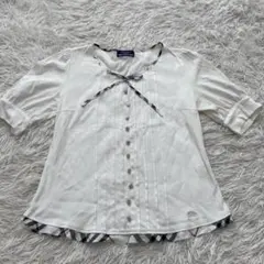 BURBERRY LONDON ノバチェック　シフォン袖　リボン　ロゴ入