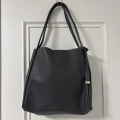 【OPAQUE.CLIP】ダークグレー レザー風 トートバッグ
