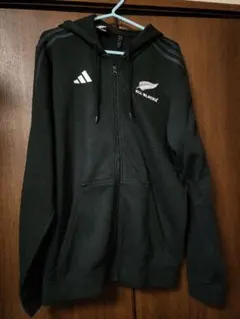 アディダス adidas オールブラックス　フード付き　パーカー　ジップ XL