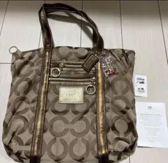 COACH(コーチ) ポピー　シグニチャー トートバッグ　ブラウン