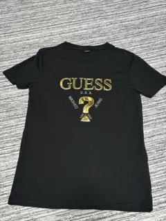 GUESS 半袖　 Tシャツ ゴールド　ロゴ ブラック XS