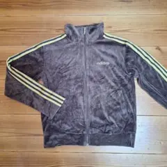 adidas ベロア トラックジャケット ブラウン