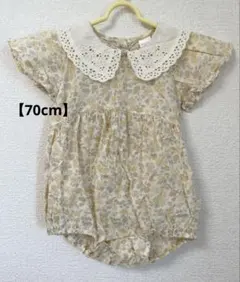 tete a tete 花柄 半袖 ロンパース レース襟付き 70cm
