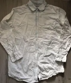 デニム風長袖シャツホワイトブルー