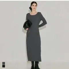 新品　coca 裏起毛リブIラインワンピース