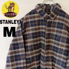 USA古着 STANLEY　ヘビーネルシャツM　ネイビーブラウン　チェック