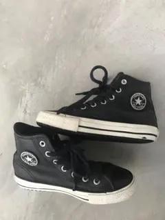 Converse オールスター　ブラック ハイカットスニーカー　レザー　23cm