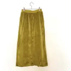 AUG スカート ロング丈 コーデュロイ 総ゴム 緑 ストレッチ 両ポケット