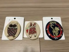 刺繍ブローチセット フクロウ・ウサギ・猫